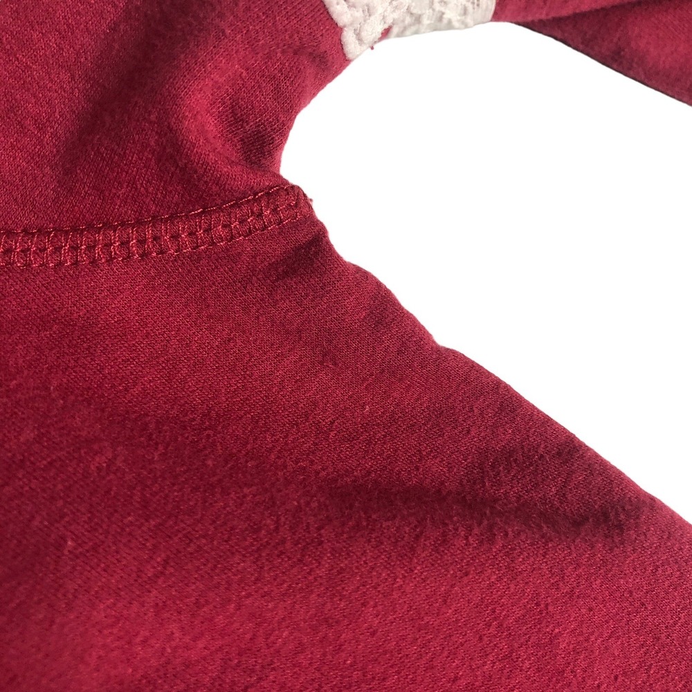 Arkansas Razorbacks Hoodie Women L Red Geometric Lace Split Neck Pocket Pullover - Picture 10 of 15